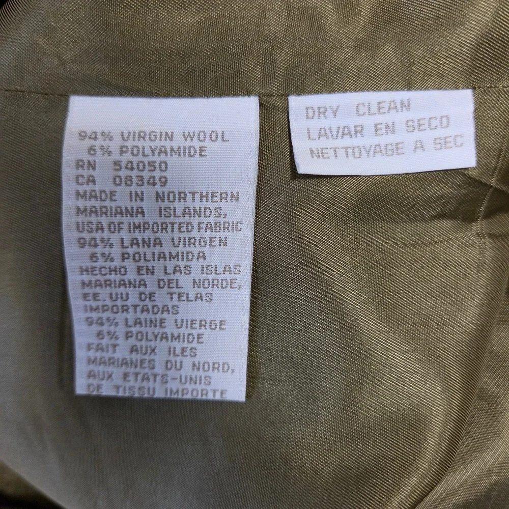 Vintage 90s Jones New York Olive Tweed Virgin Wool Longline Blazer Size 4 Preppy
